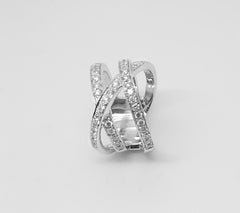 Georgios Collections 18 Karat White Gold and Three Row White Wide Diamond Ring