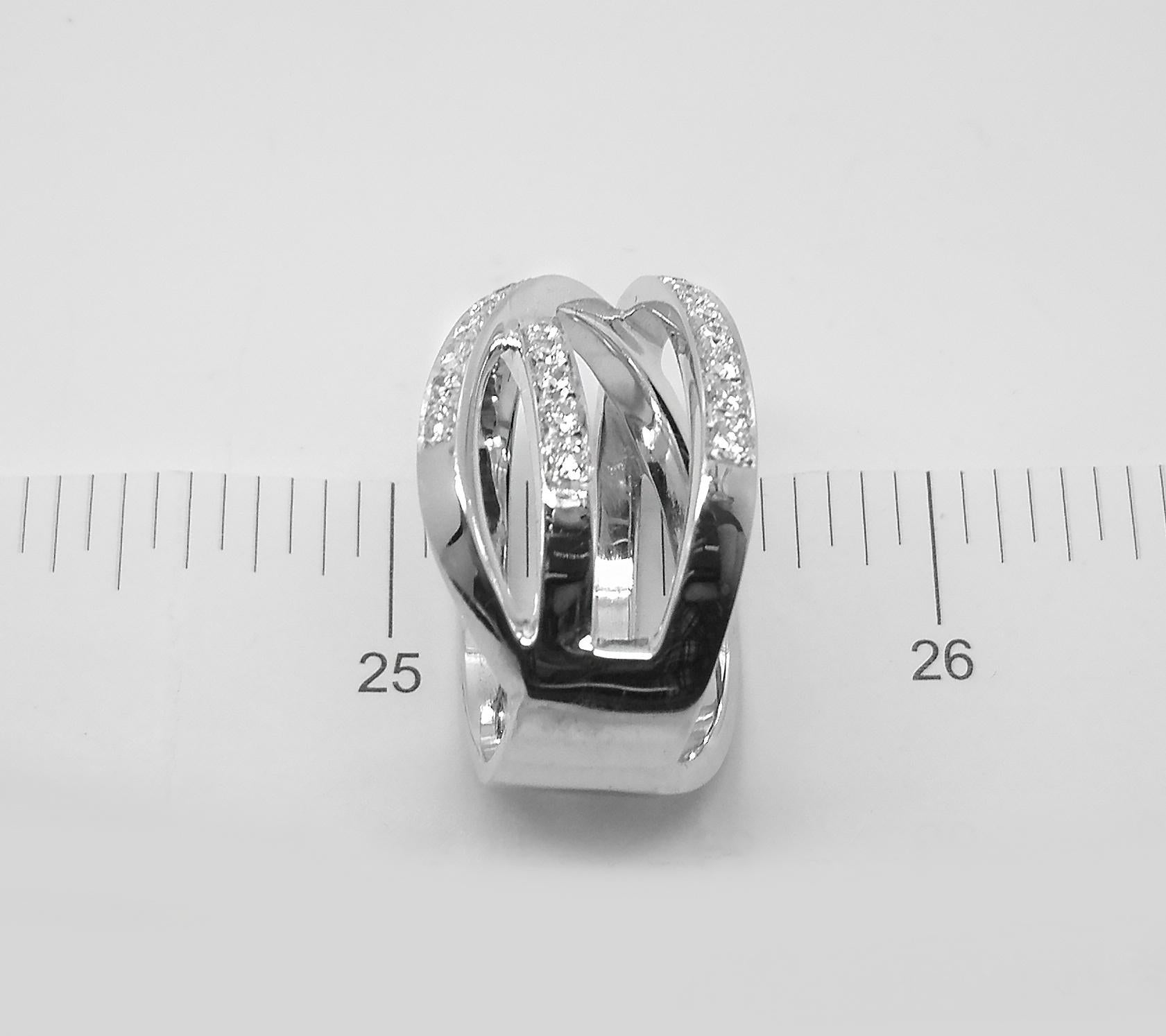 Georgios Collections 18 Karat White Gold and Three Row White Wide Diamond Ring For Sale 1