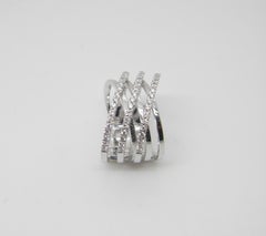 Georgios Collections 18 Karat White Gold and White Diamond Wide Band Ring
