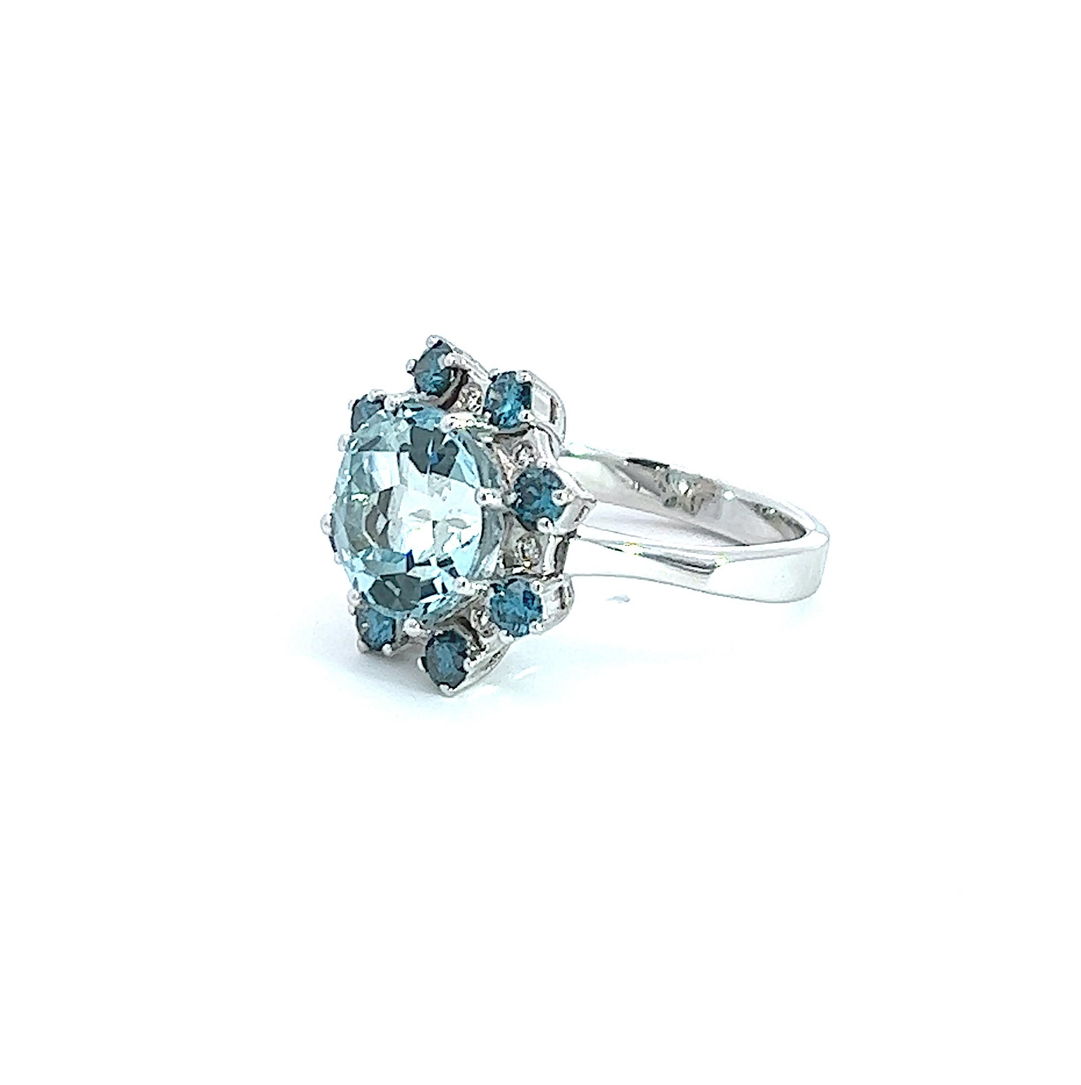 Georgios Collections 18 Karat White Gold Aquamarine and Diamond Engagement Ring In New Condition For Sale In Astoria, NY