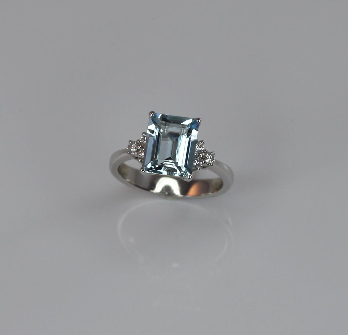 Contemporary Georgios Collections 18 Karat White Gold Aquamarine and Diamonds Solitaire Ring