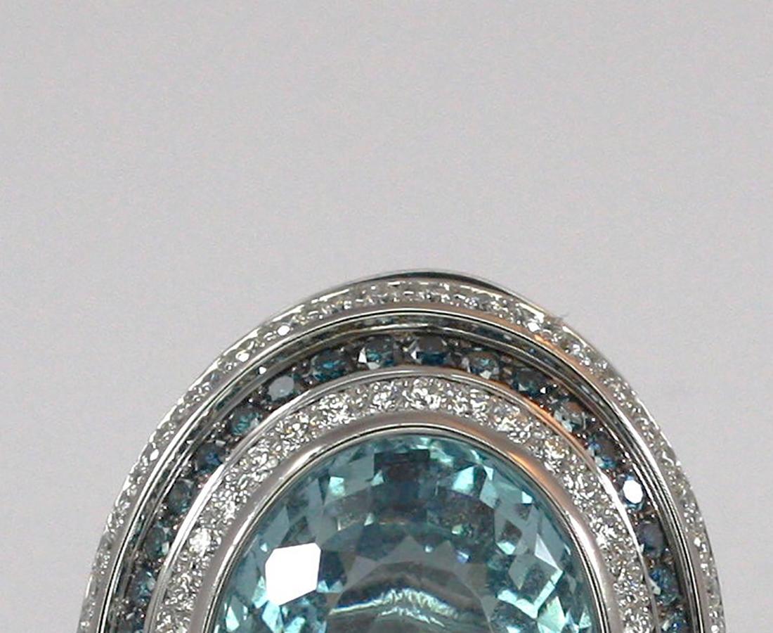 Georgios Collections 18 Karat White Gold Aquamarine Blue and White Diamond Ring For Sale 5