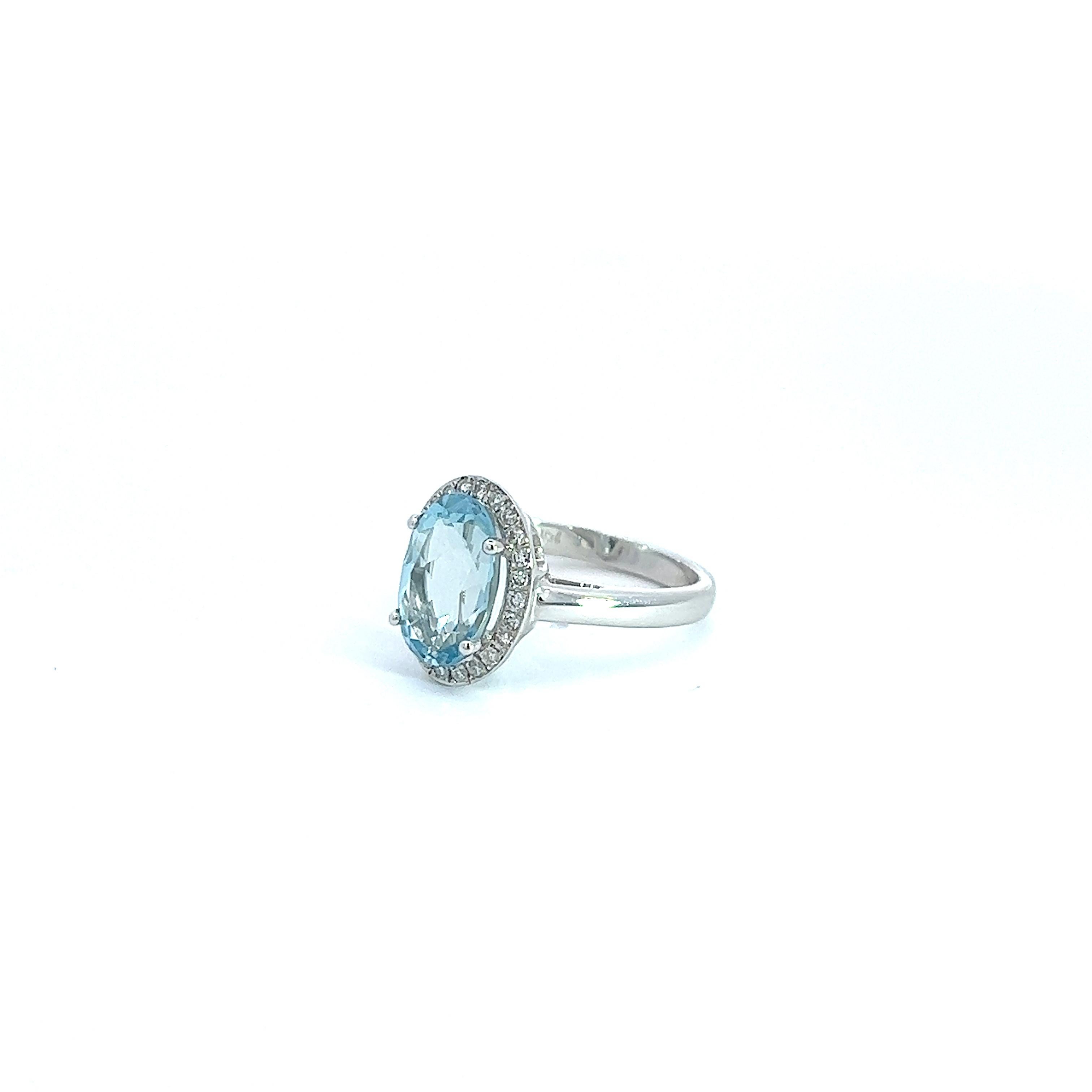 Georgios Collections 18 Karat White Gold Aquamarine Ring with Diamond Bezel For Sale 5