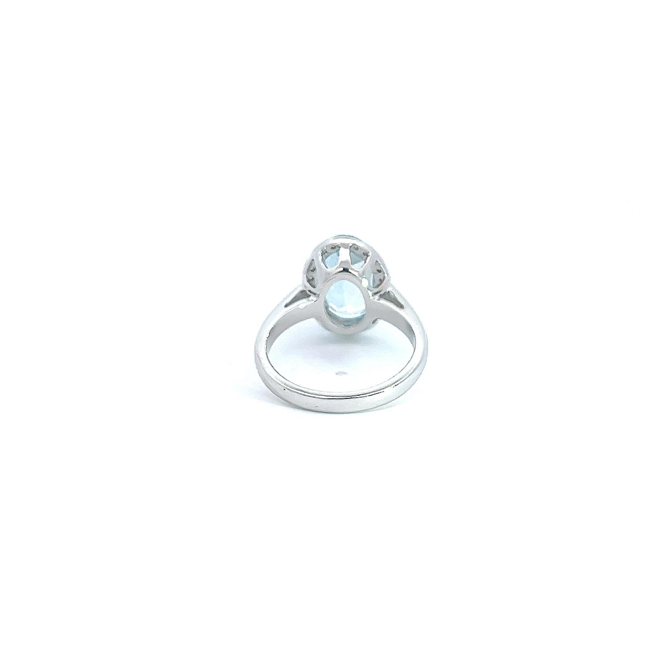 Women's Georgios Collections 18 Karat White Gold Aquamarine Ring with Diamond Bezel For Sale