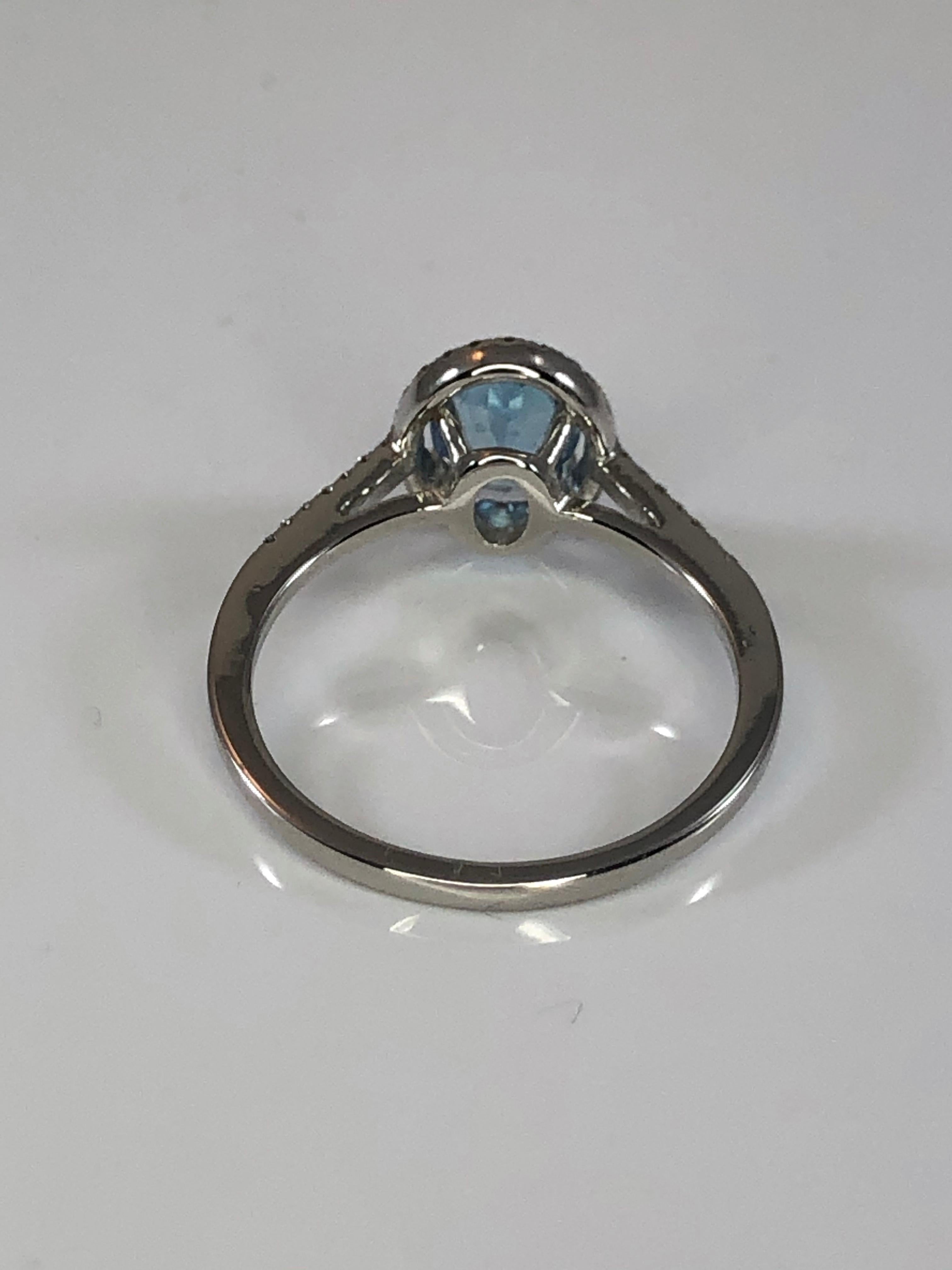 Georgios Collections 18 Karat White Gold Aquamarine Solitaire Ring with Diamonds For Sale 4