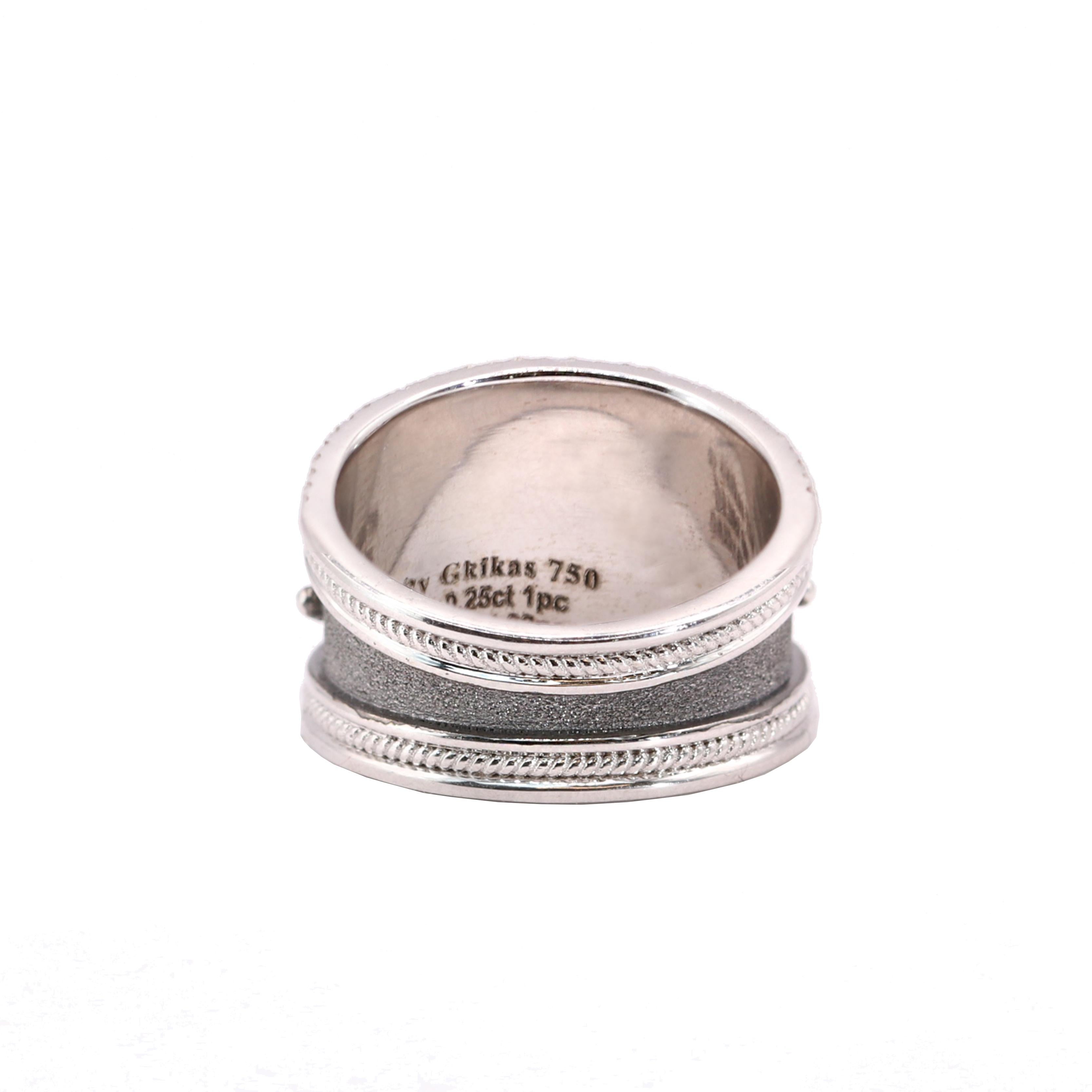 Brilliant Cut Georgios Collections 18 Karat White Gold Band Ring with Diamonds & Black Rhodium For Sale