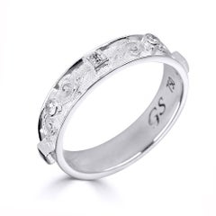 Georgios Collections 18 Karat White Gold Band Ring with Princess Cut Diamonds