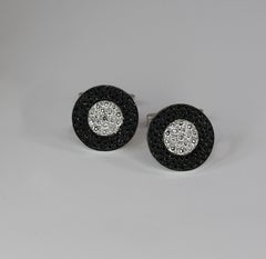 Georgios Collections 18 Karat White Gold Black and White Diamond Cufflinks