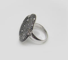 Georgios Collections 18 Karat White Gold Black and White Diamond Round Band Ring