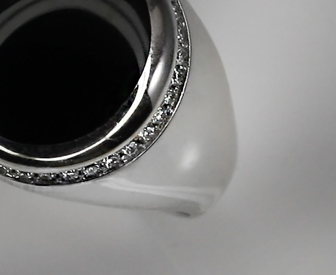 Georgios Collections 18 Karat White Gold Black Onyx and Diamond Band Ring For Sale 2