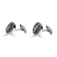 Georgios Collections 18 Karat White Gold Black Rhodium Byzantine Style Cufflink