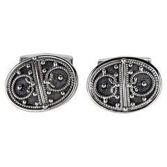 Georgios Collections 18 Karat White Gold Black Rhodium Byzantine Style Cufflink