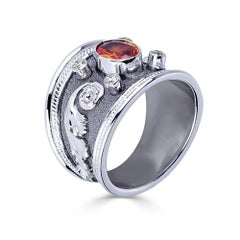 Georgios Collections 18 Karat White Gold Black Rhodium Diamond and Sapphire Ring