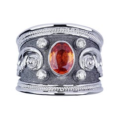 Georgios Collections, Ring aus 18 Karat Weißgold mit schwarzem Rhodium-Diamant und Saphir