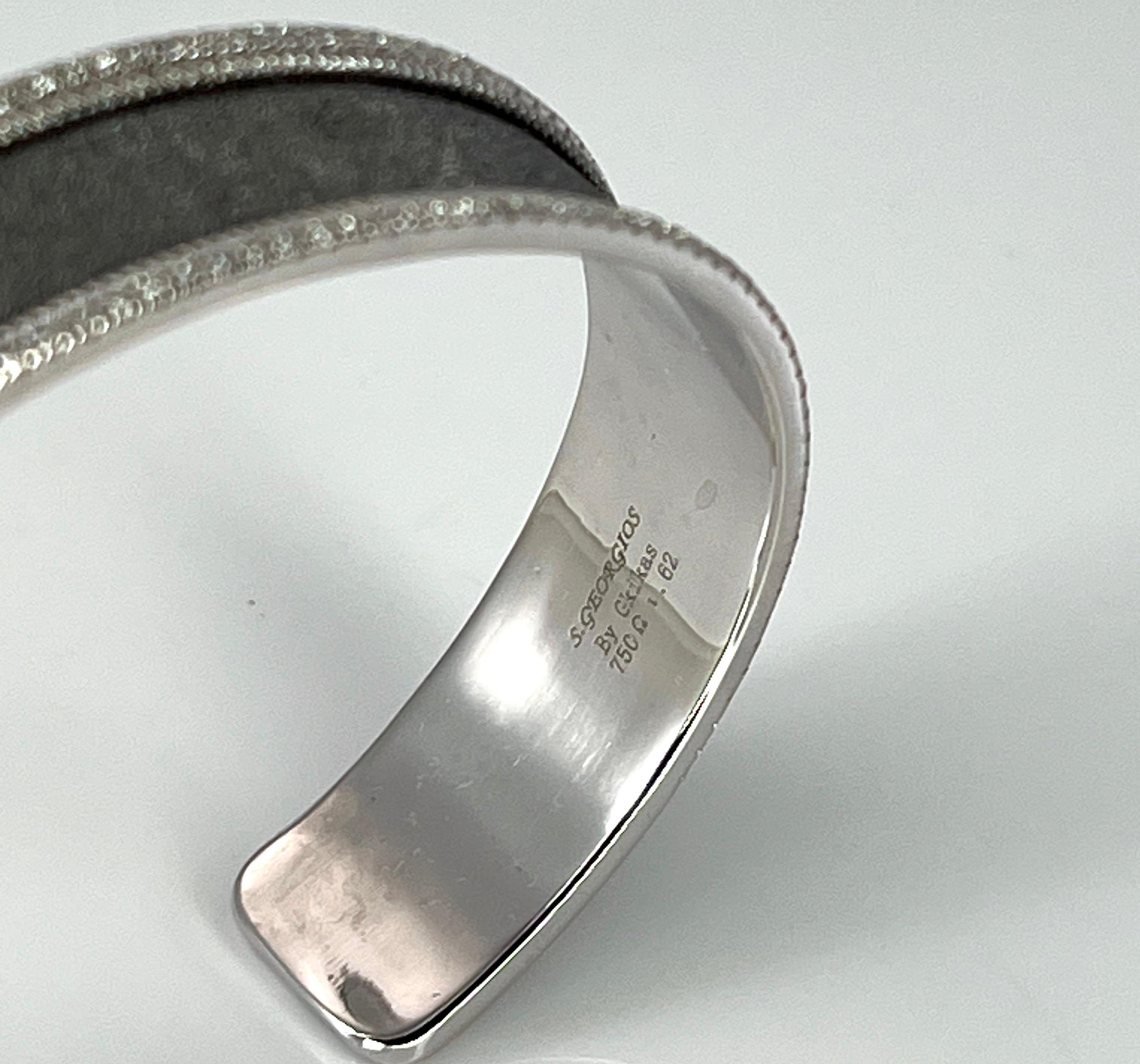 Georgios Collections 18 Karat White Gold Black Rhodium Diamond Bangle Bracelet In New Condition For Sale In Astoria, NY