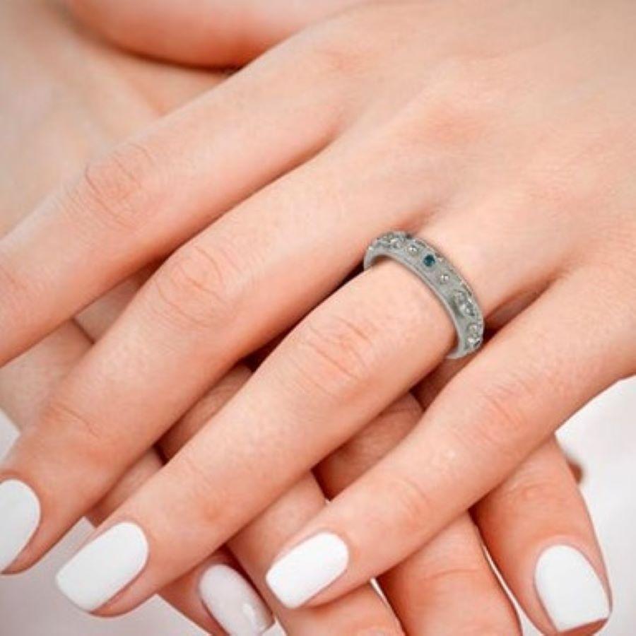 Georgios Collections 18 Karat White Gold Blue and White Diamond Band Ring In New Condition For Sale In Astoria, NY