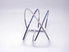 Georgios Collections 18 Karat White Gold Blue and White Diamond Cuff Bracelet