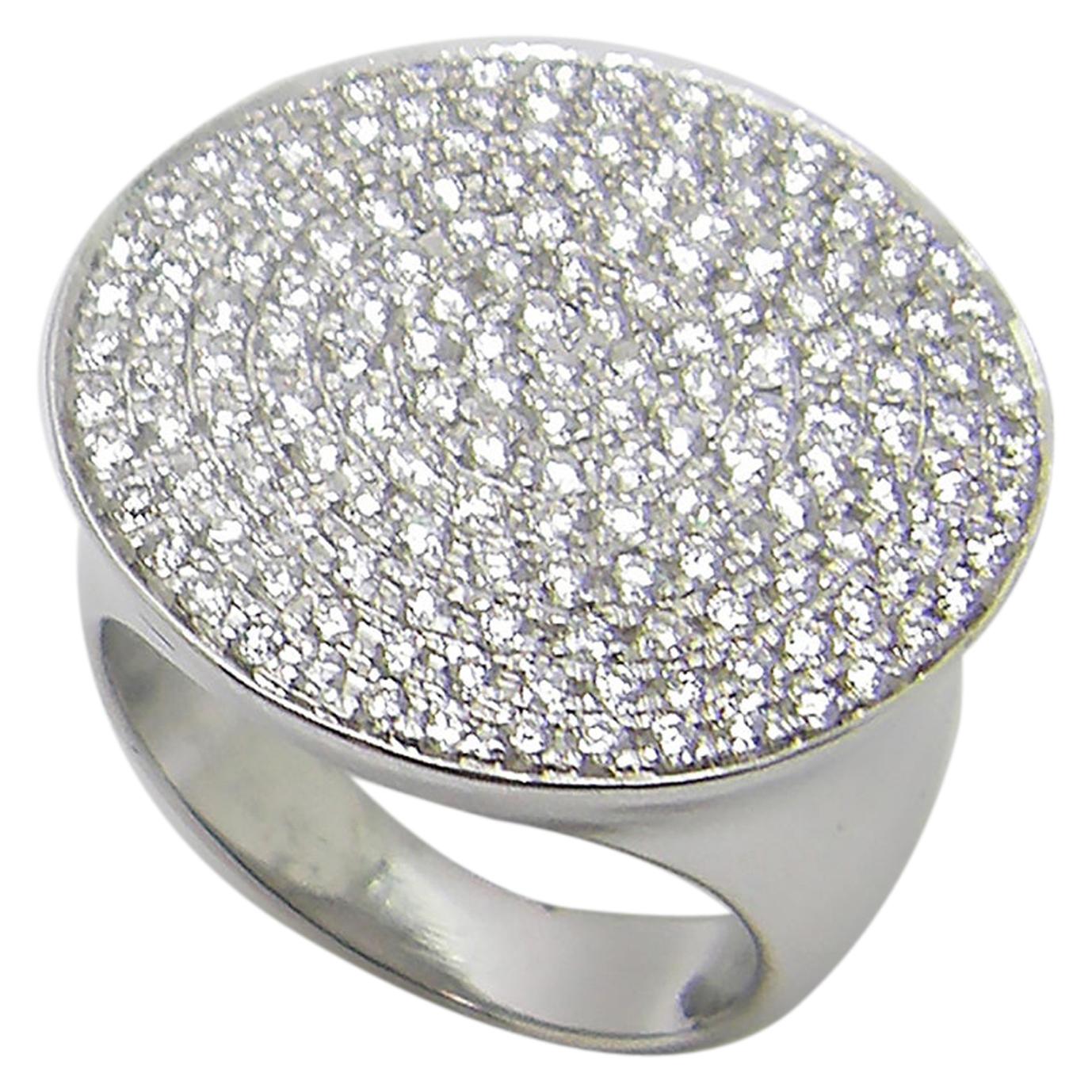 Georgios Collections Bague à anneau rond en or blanc 18 carats et diamants taille brillant
