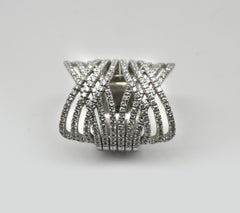 Georgios Collections 18 Karat White Gold Brilliant Cut Diamond Wide Band Ring