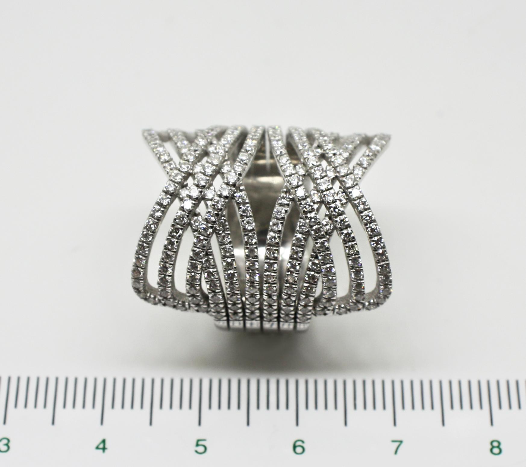 Women's Georgios Collections 18 Karat White Gold Brilliant Cut Diamond Wide Band Ring For Sale