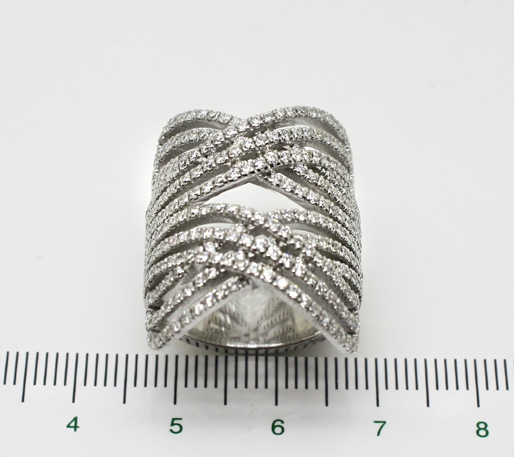 Georgios Collections 18 Karat White Gold Brilliant Cut Diamond Wide Band Ring For Sale 1