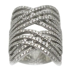 Georgios Collections Bague à large anneau en or blanc 18 carats avec diamants taille brillant