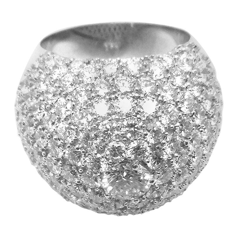 Georgios Collections 18 Karat White Gold Brilliant Cut Diamond Wide Dome Ring