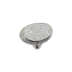 Georgios Collections Bague ovale large en or blanc 18 carats avec diamants taille brillant