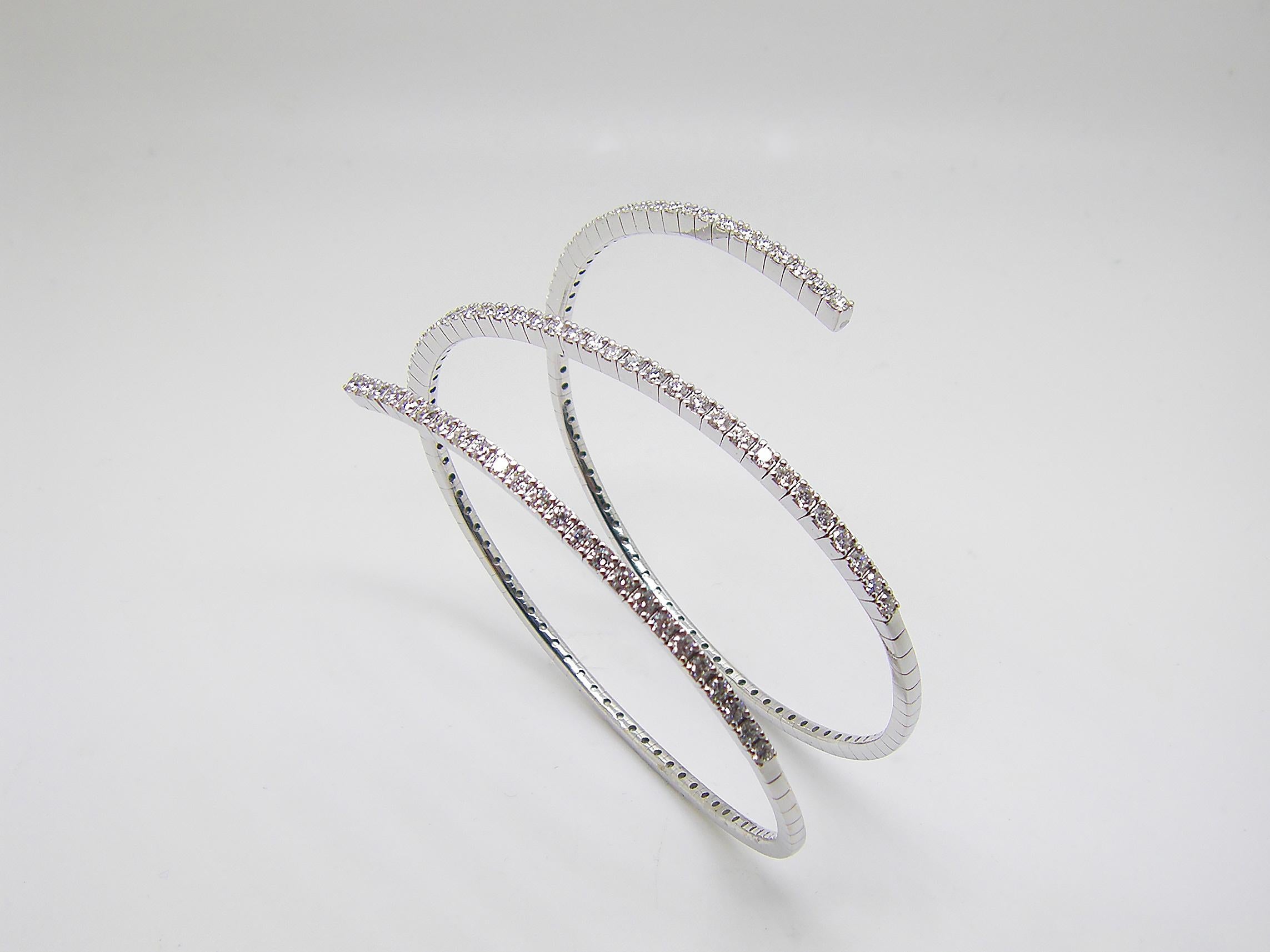 Georgios Collections 18 Karat White Gold Brilliant Cut Diamond Wrap Bracelet For Sale 4