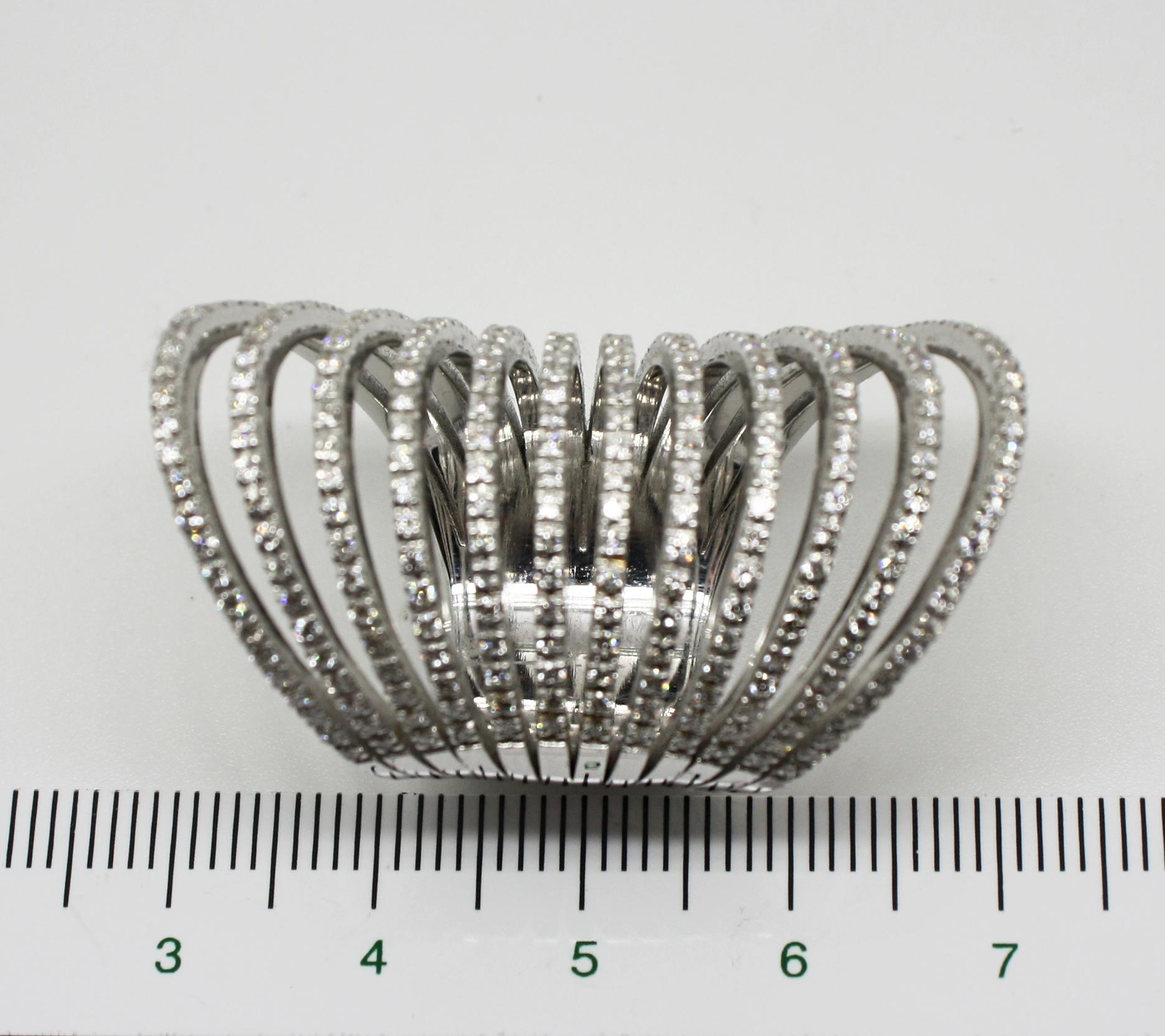 Women's Georgios Collections 18 Karat White Gold Brilliant Cut White Diamond Long Ring For Sale