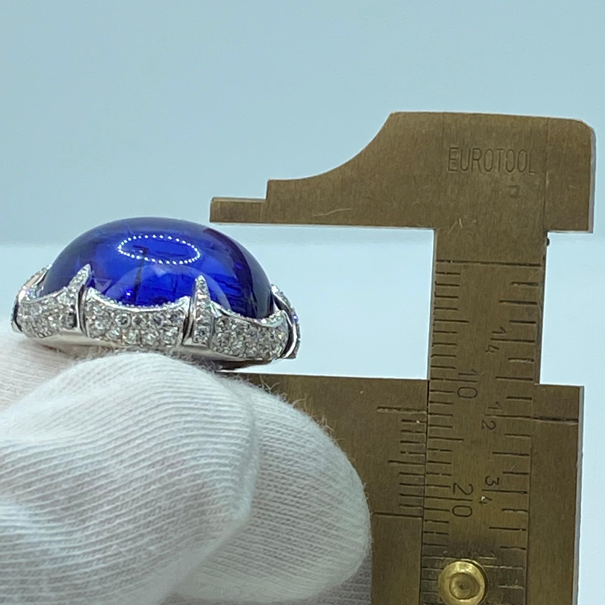Georgios Kollektionen 18 Karat Weißgold Cabochon Tansanit Diamant-Ring im Angebot 5