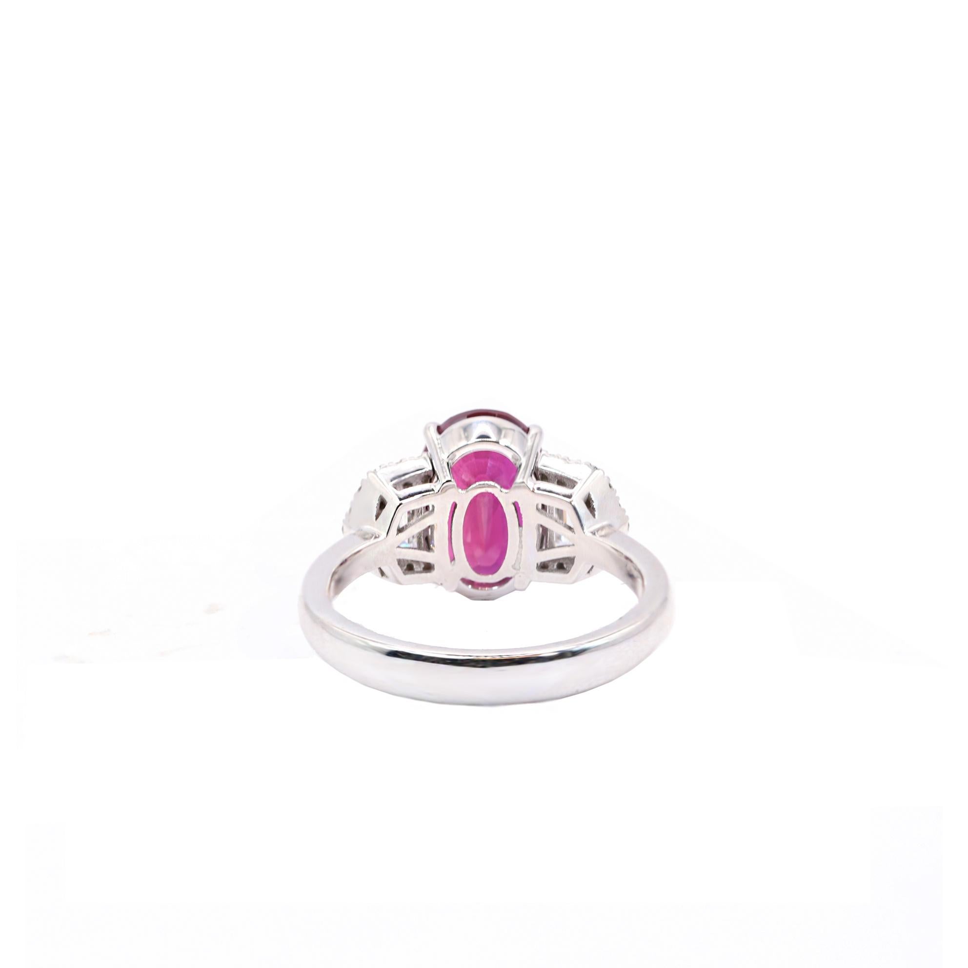 Oval Cut Georgios Collections 18 Karat White Gold Cadillac Diamond Natural Oval Ruby Ring For Sale