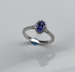 Georgios Collections 18 Karat White Gold Cushion Cut Tanzanite and Diamond Ring