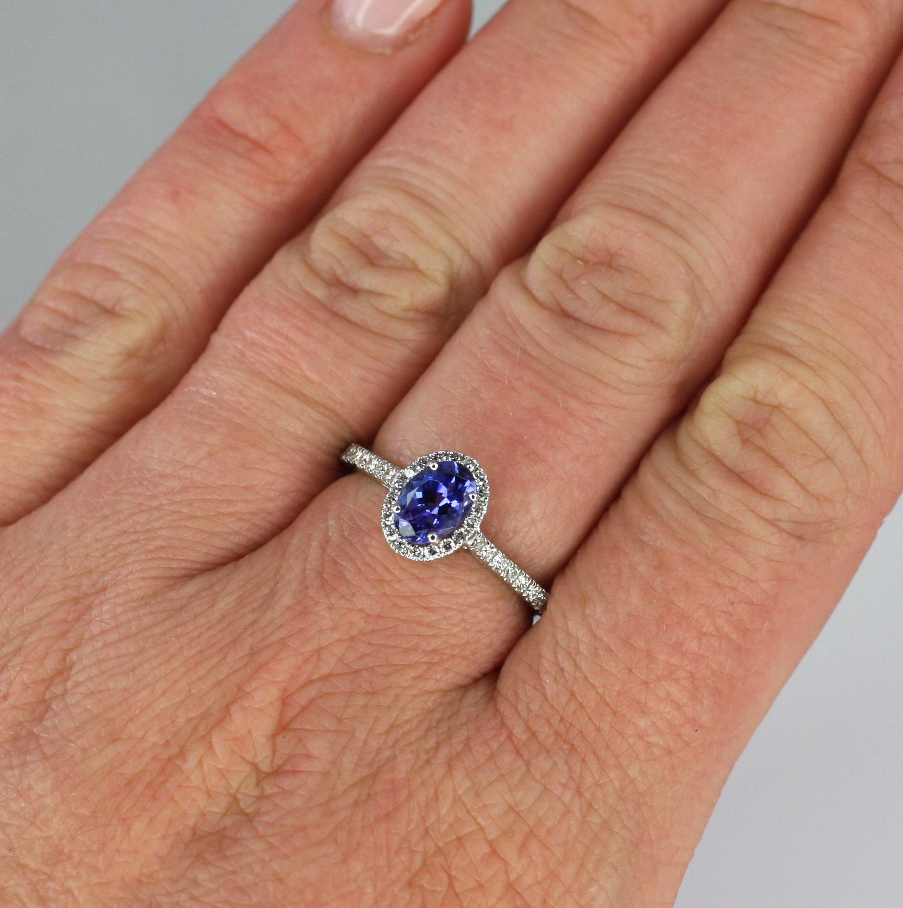 Georgios Collections 18 Karat White Gold Cushion Cut Tanzanite and Diamond Ring In New Condition For Sale In Astoria, NY