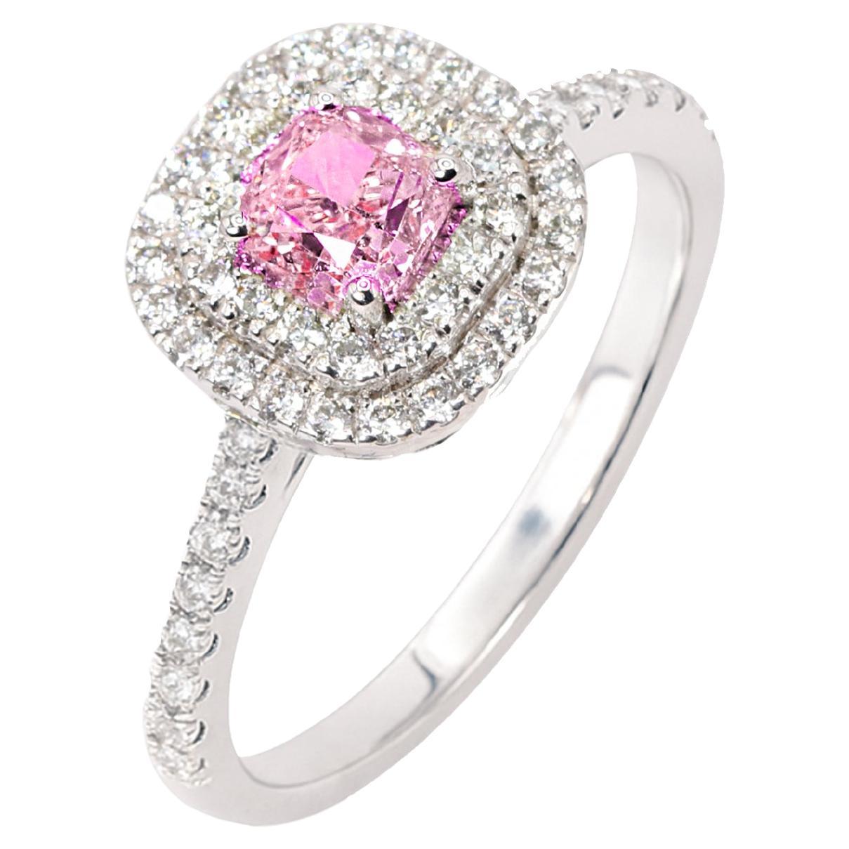 Georgios Collections Bague de fiançailles en or blanc 18 carats avec saphir rose en forme de coussin en vente