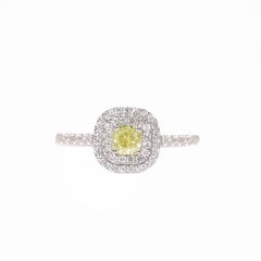 Georgios Collections 18 Karat White Gold Cushion Yellow Diamond Engagment Ring