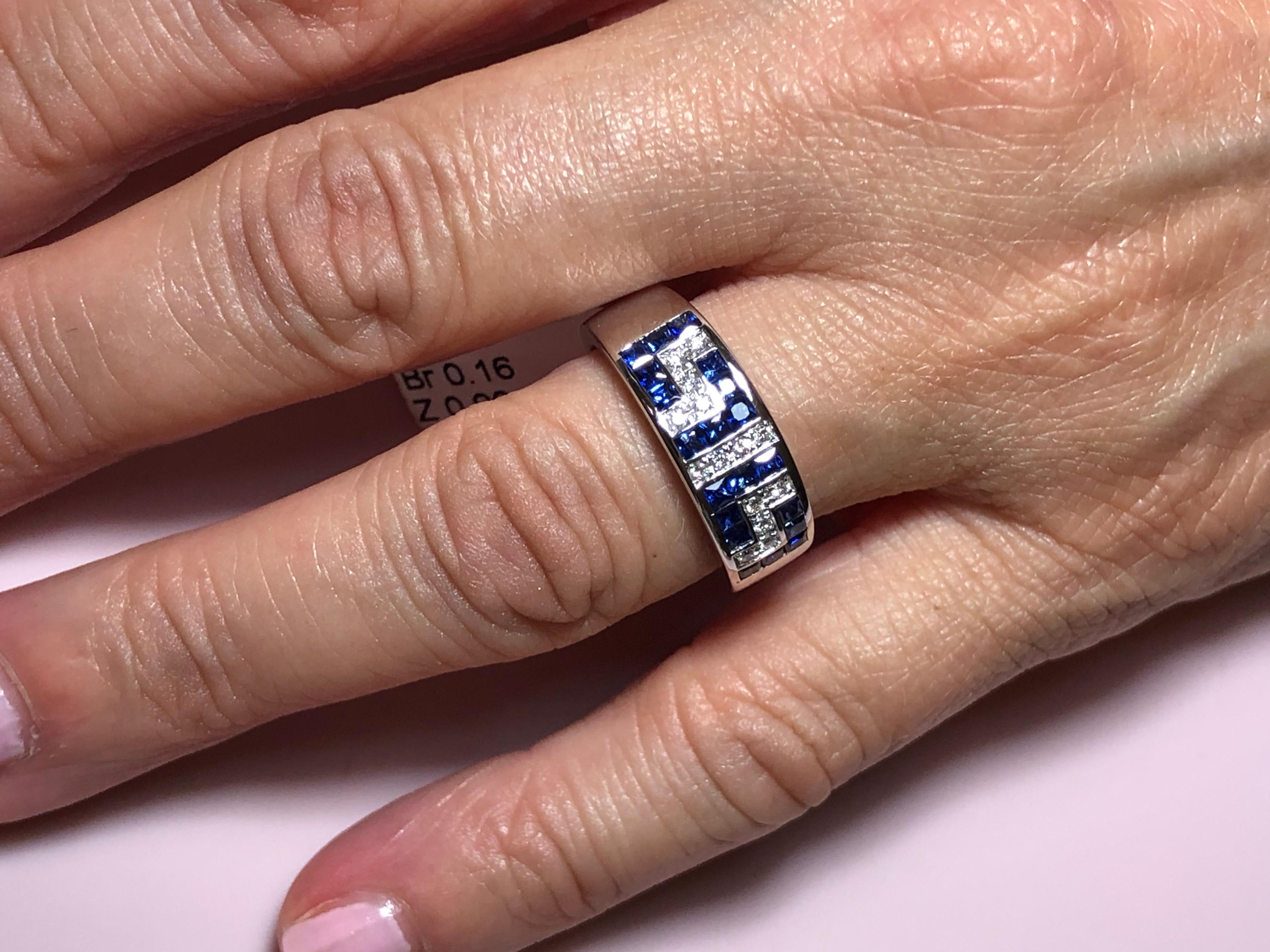 greek key ring with diamonds