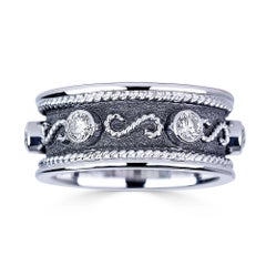 Georgios Collections 18 Karat White Gold Two-Tone Diamond Band Ring with Rhodium