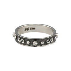 Georgios Collections 18 Karat White Gold Diamond Black Rhodium Wide Band Ring