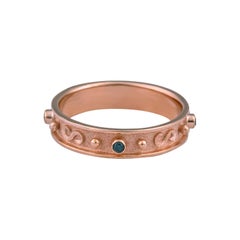 Georgios Collections 18 Karat Rose Gold Blue Diamond Thin Band Ring