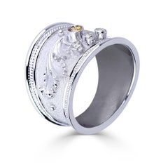Georgios Collections 18 Karat Weißgold Diamantring mit einem gelben Diamanten