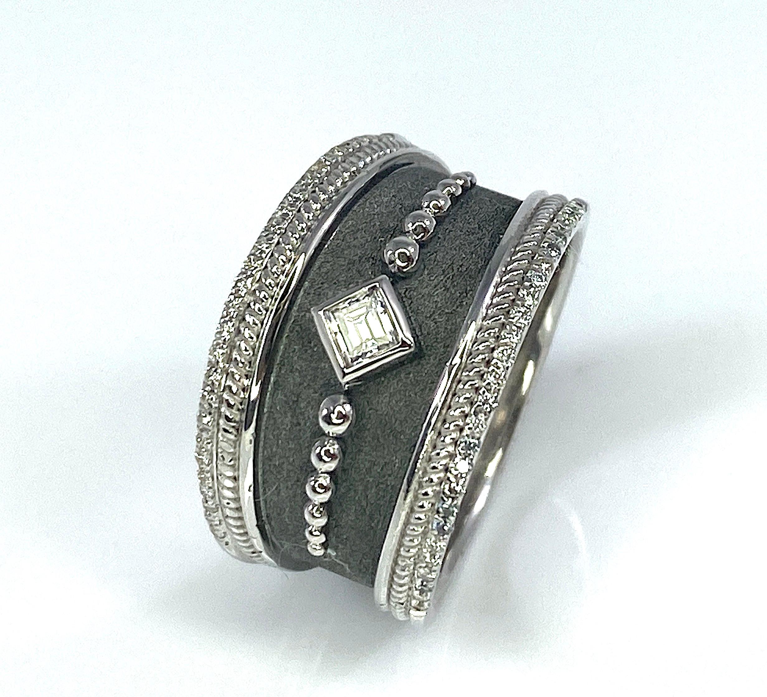 Georgios Collections 18 Karat White Gold Diamond Ring with Black Rhodium For Sale 5