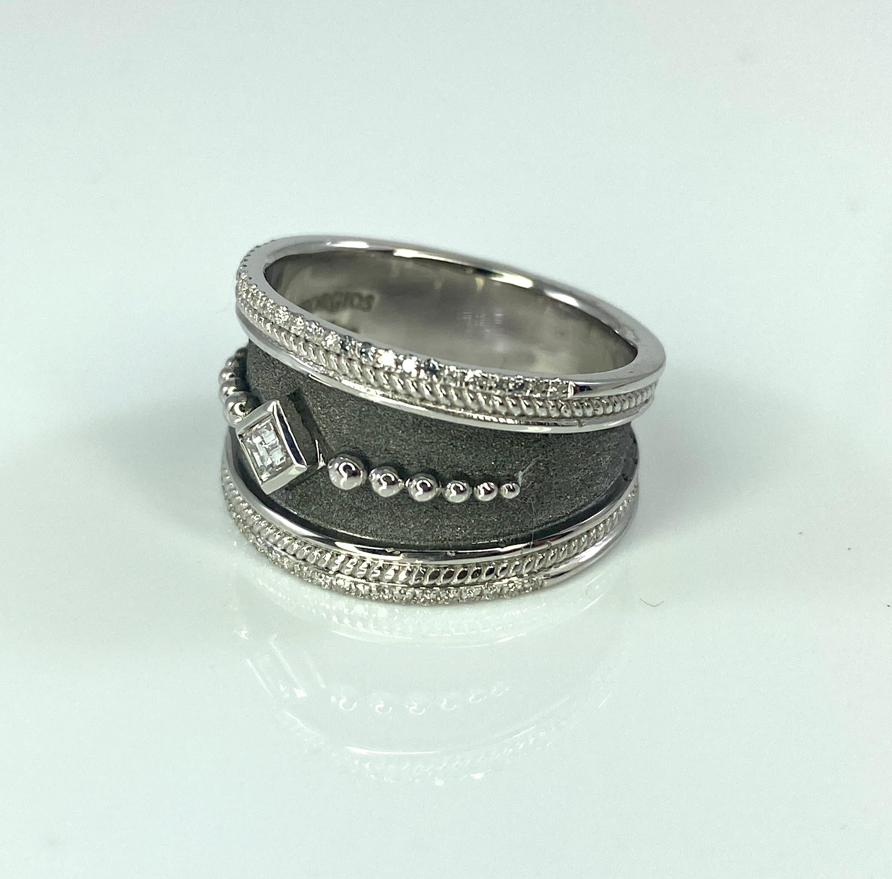 Georgios Collections 18 Karat White Gold Diamond Ring with Black Rhodium In New Condition For Sale In Astoria, NY