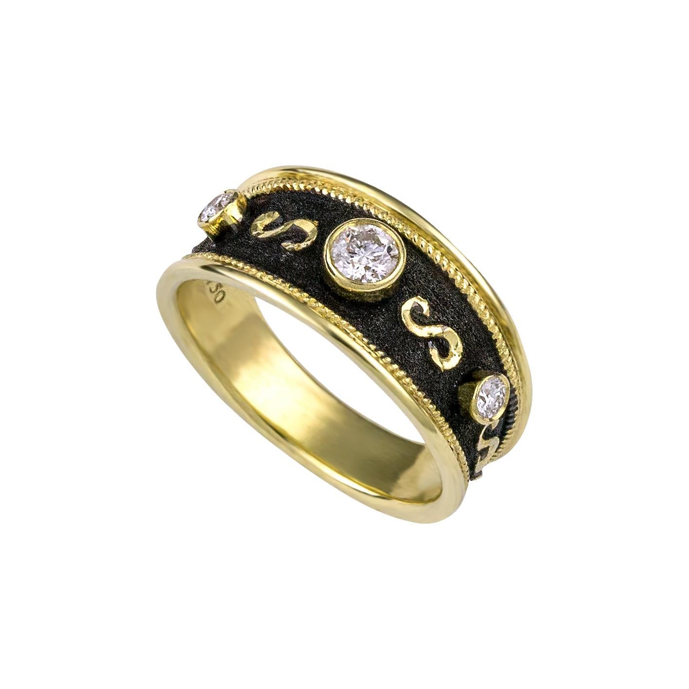 Georgios Collections 18 Karat Weißgold Diamant-Ring mit Granulation im Zustand „Neu“ im Angebot in Astoria, NY