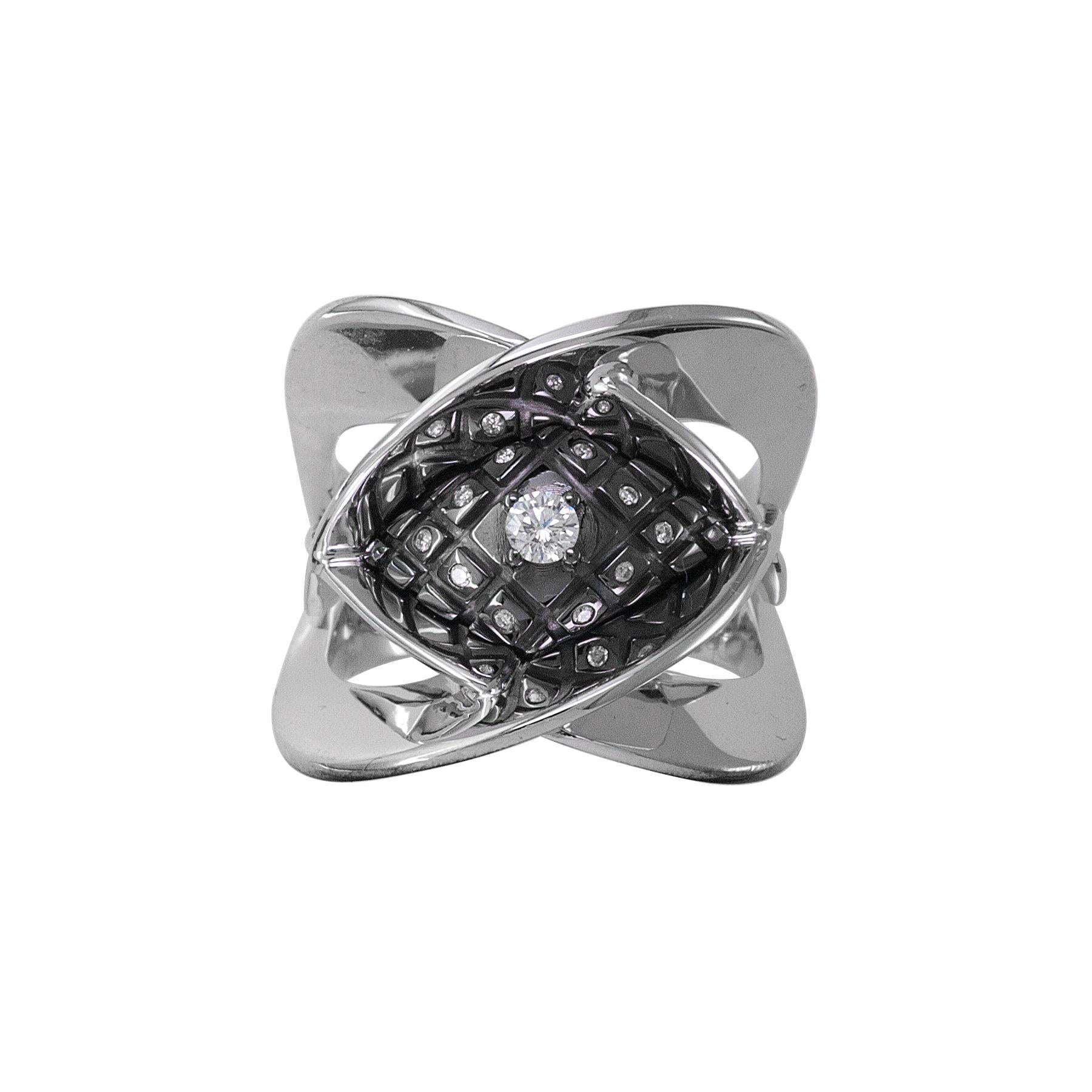 Georgios Collections 18 Karat White Gold Diamond Two-Tone Black Rhodium Ring For Sale 2