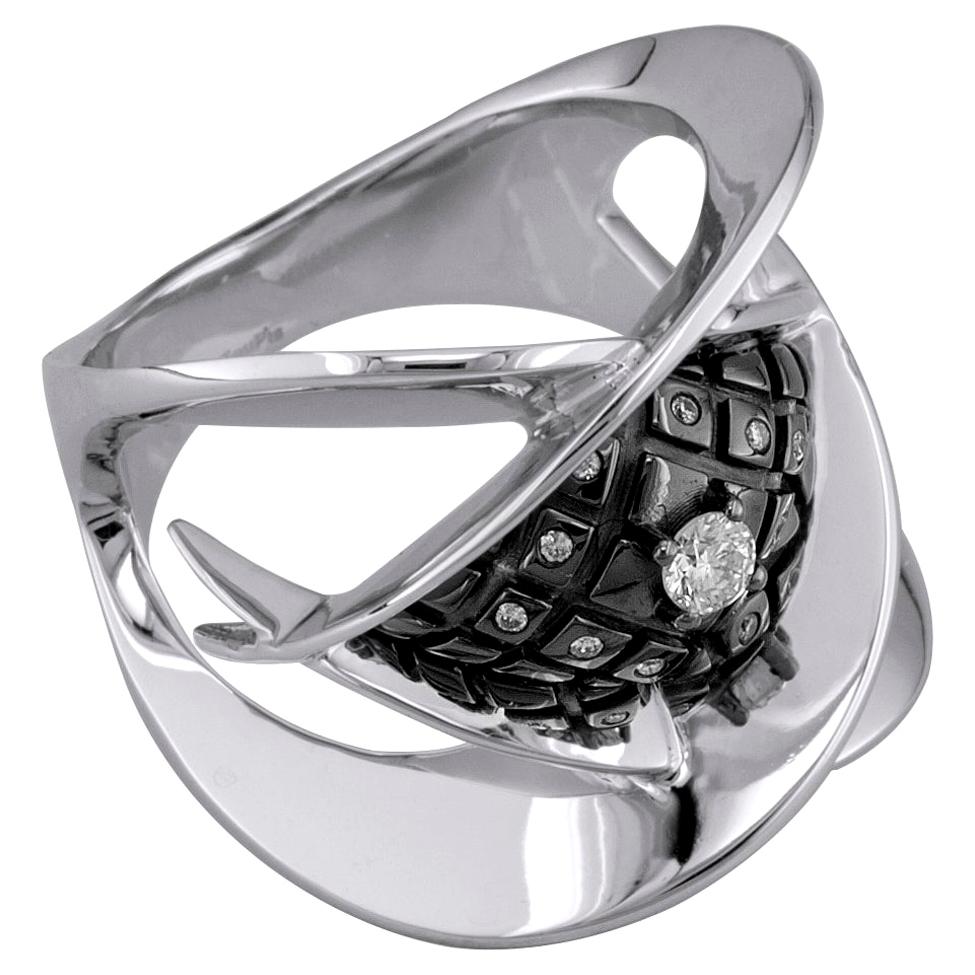 Georgios Collections 18 Karat White Gold Diamond Two-Tone Black Rhodium Ring For Sale