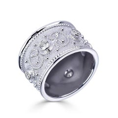 Georgios Collections 18 Karat White Gold Diamond Unisex Wide Band Ring