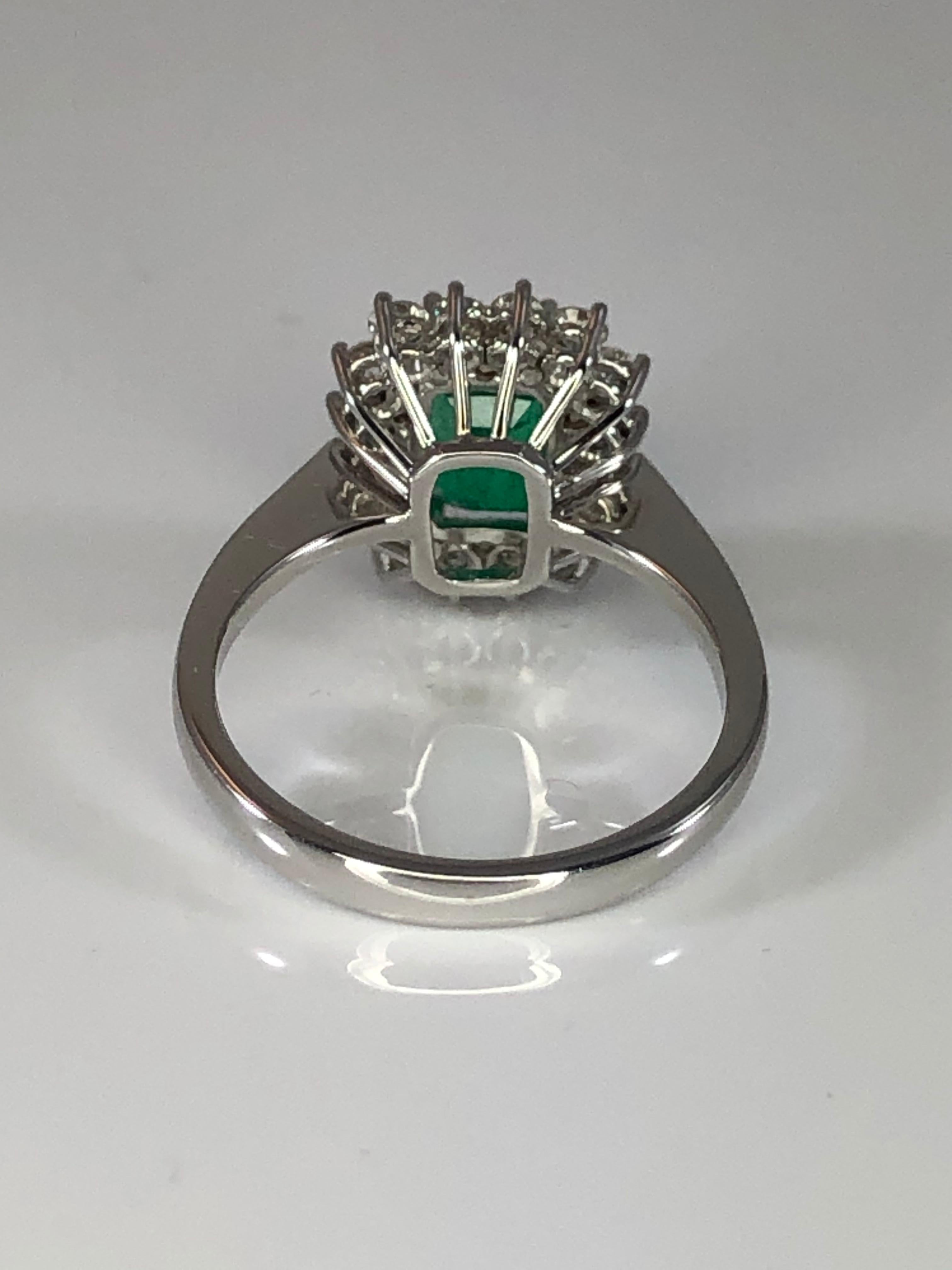 Georgios Collections 18 Karat White Gold Emerald Cut Emerald and Diamond Ring For Sale 4