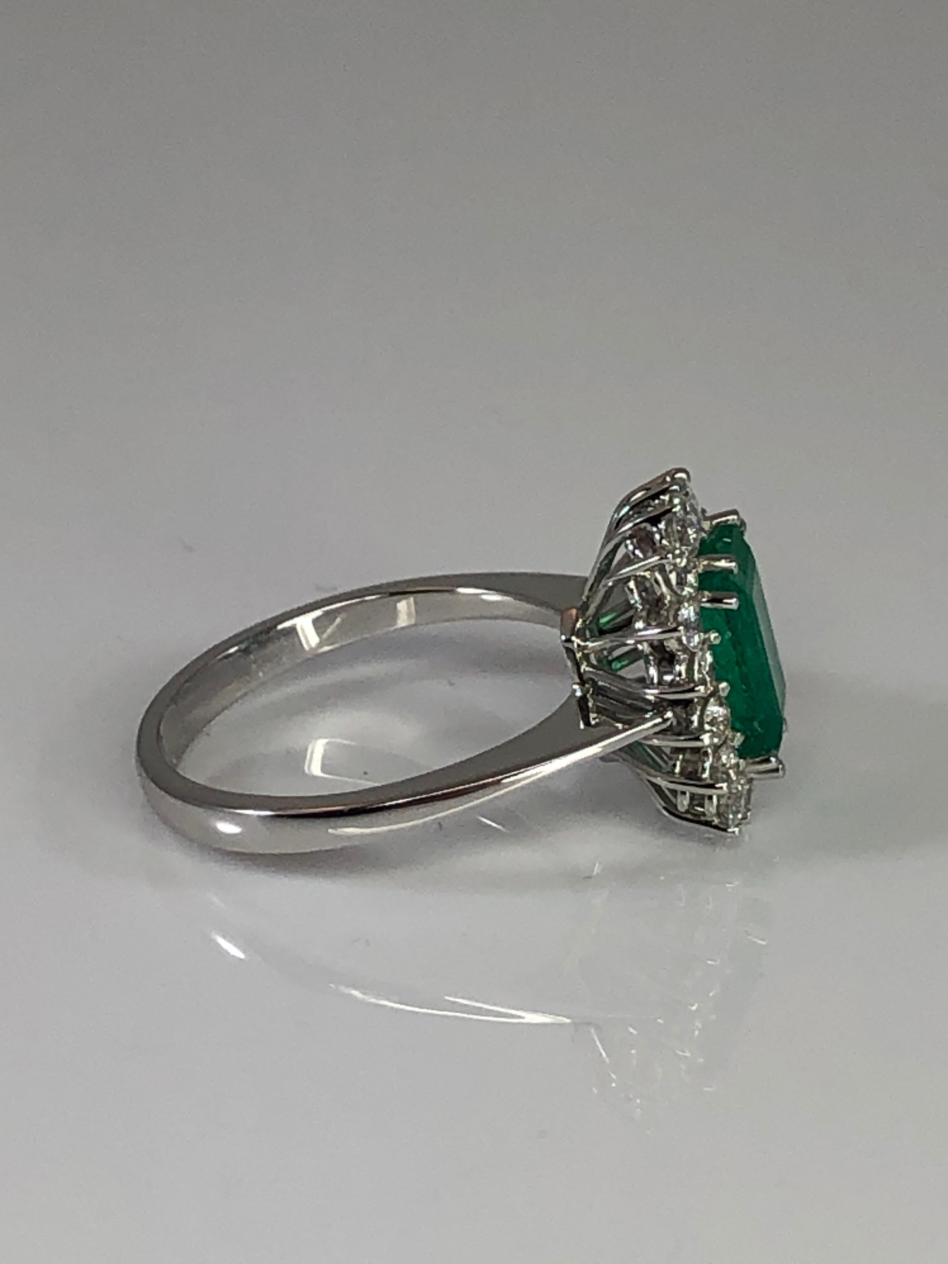 Georgios Collections 18 Karat White Gold Emerald Cut Emerald and Diamond Ring For Sale 5