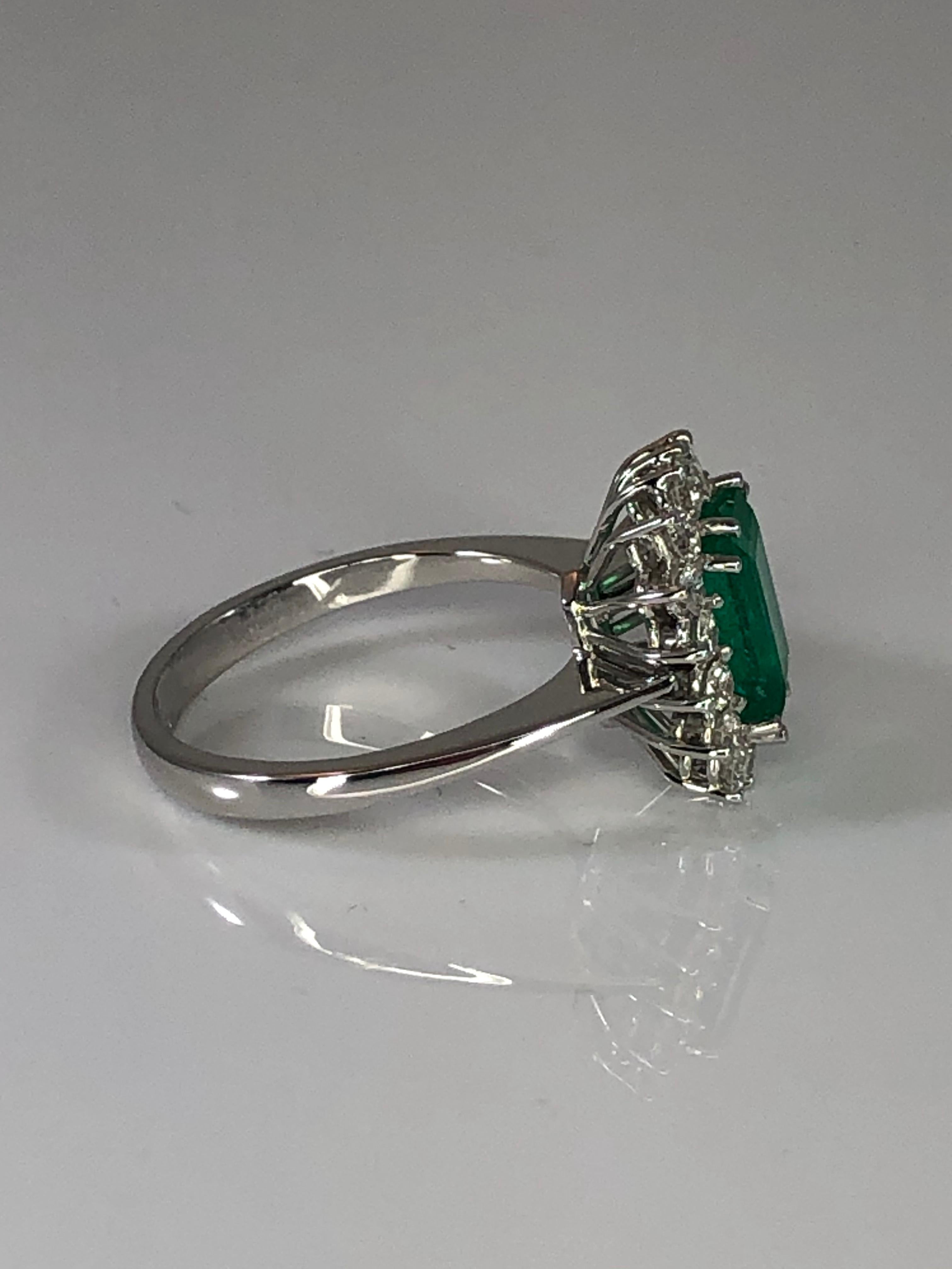 Georgios Collections 18 Karat White Gold Emerald Cut Emerald and Diamond Ring For Sale 6